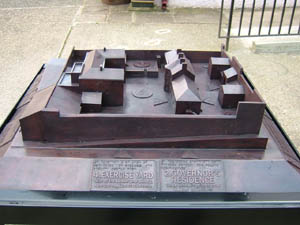 A bronze three dimensional model of the old Gaol at Downpatrick, complete with Braille, stands in the courtyard of the museum.